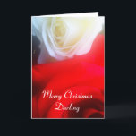 Cartão De Festividades Romantic Christmas Card Red and White Roses<br><div class="desc">Romantic Christmas Card Red and White Roses</div>