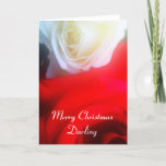 Cartão De Festividades Romantic Christmas Card Red and White Roses<br><div class="desc">Romantic Christmas Card Red and White Roses</div>