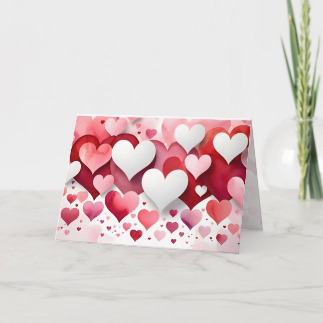 Cartão De Festividades Romantic Heart Pattern Valentine’s Greeting Card  (Frente)