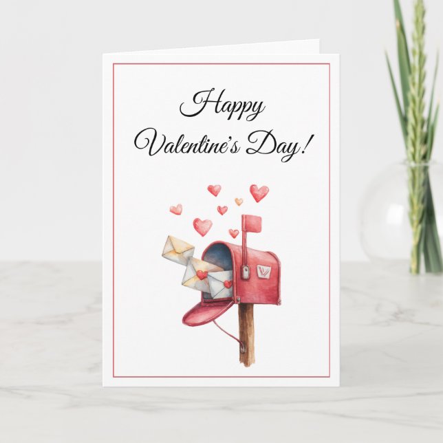 Cartão De Festividades Romantic love Letter Mailbox Happy Valentine's Day (Frente)