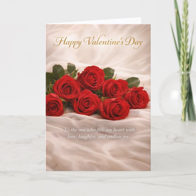 Cartão De Festividades Romantic Red Roses Valentine’s Day Greeting Card (Frente)