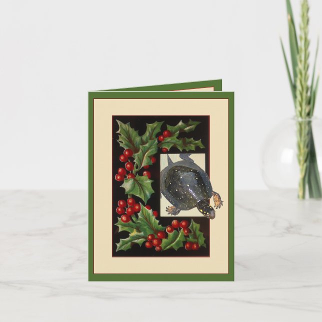 Cartão De Festividades Romantic, turtle Christmas holiday greeting card (Frente)