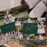 Cartão De Festividades Romântica e Dourada alegria verde 7 notícias da fa<br><div class="desc">Este cartão de feriado romântico verde de ouro feliz Natal 7 foto-família é o perfeito cartões de natal simples. O clássico moderno design apresenta espirais de rico e turbilhões brancos com belíssima e elegante tipografia de folha de ouro de champanhe com letra falsa. Personalize o cartão com 7 fotos, seu...</div>