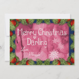 Cartão De Festividades Romântica Querido de Natal Feliz Aquarela
