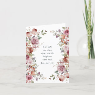 Cartão De Festividades Romântico Mauve Floral Dia dos Namorados