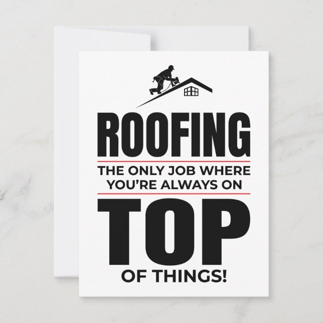 Cartão De Festividades Roofer Humor - Trabalho Sempre no Telhado Superior (Frente)