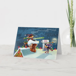 Cartão De Festividades Rooftop Elves
