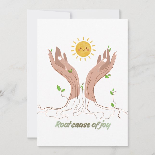 Cartão De Festividades Root Cause of Joy | Nature Hands and Sun Greeting  (Frente)