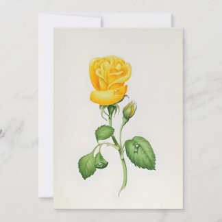 Cartão De Festividades Rosa Amarela em Aquarelas