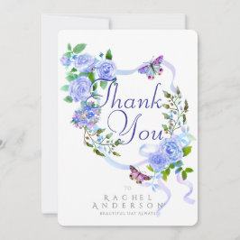 Cartão De Festividades Rosa Azul - Fita Obrigado