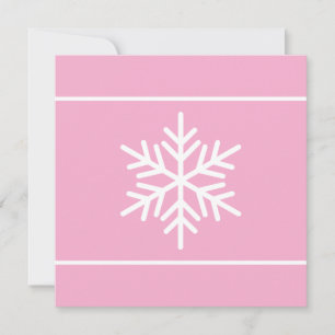 Cartão De Festividades Rosa Claro Branco Moderno Flocos de Neve Listras N