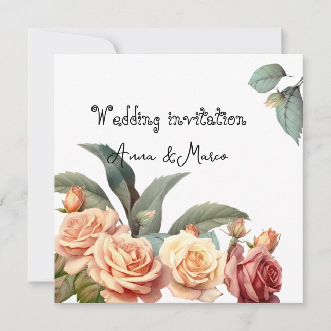 Cartão De Festividades Rosa de colheita de aquarelas (Frente)