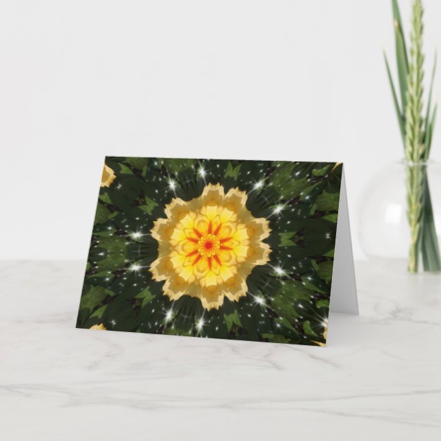 Cartão De Festividades Rosa de Natal Amarelo (Frente)