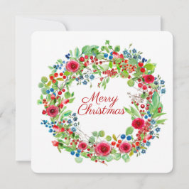 Cartão De Festividades Rosa de Natal Watercolor Wreath