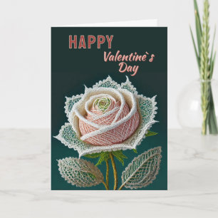 Cartão De Festividades Rosa de Renda Feliz Dia dos Namorados Floral