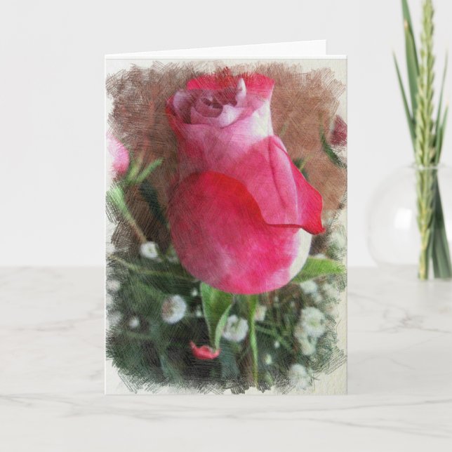 Cartão De Festividades Rosa do Namorados rosa (Frente)