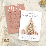 Cartão De Festividades Rosa Dourado Árvore 2025 Calendário Feliz Natal<br><div class="desc">Calendário do Rosa Dourado Treet 2025 O Feliz Natal está em um script de estilo manuscrito de na moda. Com um calendário prático de 2025 na parte de trás para seus destinatários e saudações de Feliz ano novo.</div>