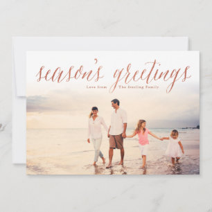 Cartão De Festividades Rosa Dourado Season's Saudações Glitter Look Fot