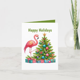 Cartão De Festividades rosa flamingo personalizável Happy