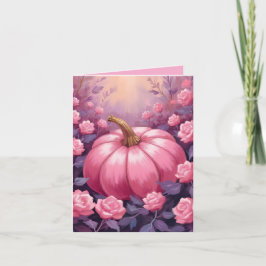 Cartão De Festividades Rosa Flor de Abóbora Rosa Halloween Dia de Ação de