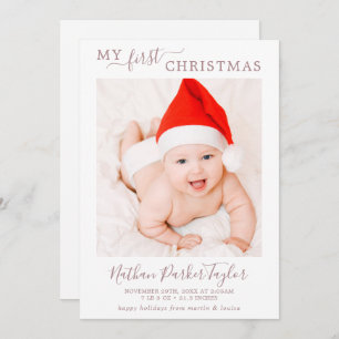 Cartão De Festividades Rosa mínimo Dourado Minha primeira foto de bebê de