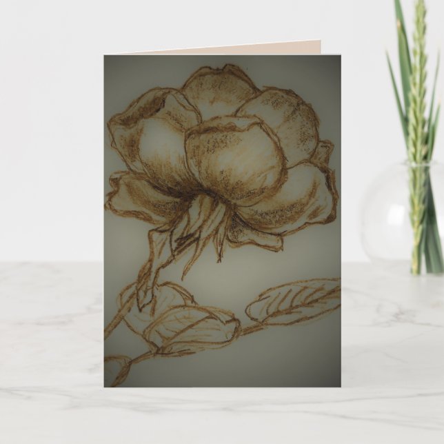 Cartão De Festividades "Rosa Noir", Obrigado por me amar. Como está. (Frente)