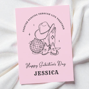 Cartão De Festividades Rosa Ocidental Script de Amiga Dia das Galentinas