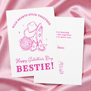 Cartão De Festividades Rosa Ocidental Script de Amigas do Peito Feliz Dia