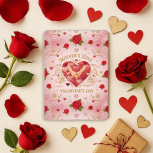 Cartão De Festividades Rosa Romântico Vintage Amor Materno Coração