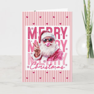 Cartão De Festividades Rosa Tendência "Carregando Natal" Legal Papai Noel