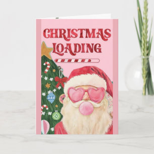 Cartão De Festividades Rosa Tendência "Carregando Natal" Legal Papai Noel