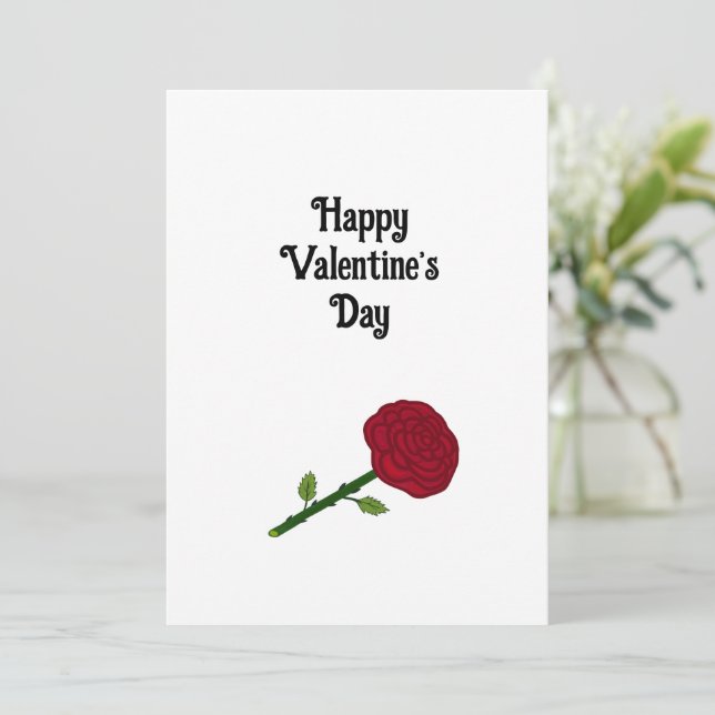 Cartão De Festividades Rosa vermelha (Em pé/Frente)