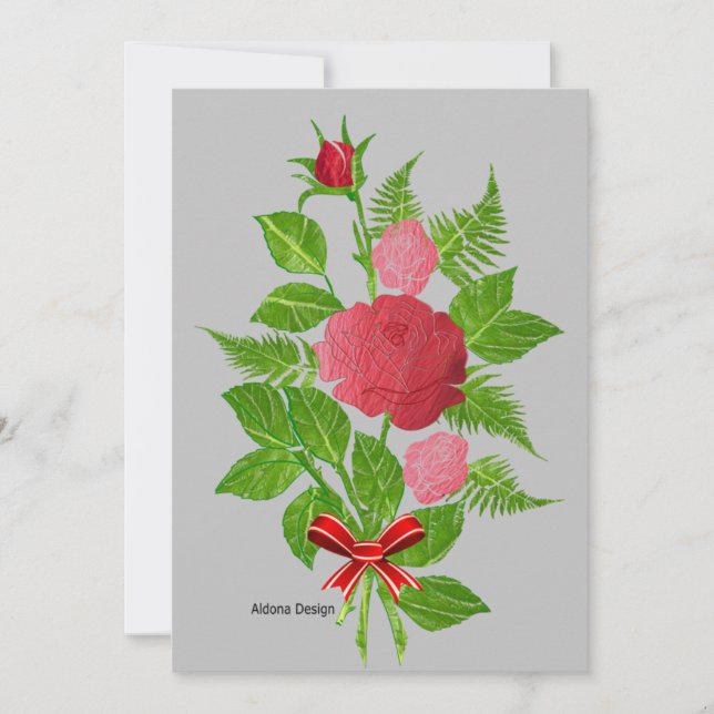 Cartão De Festividades Rosa vermelha Boquet (Frente)