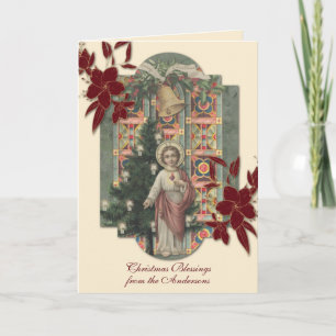 Cartão De Festividades Rosário de Jesus Natalino Religioso Vintage