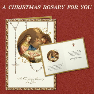 Cartão De Festividades Rosário Religioso da Natividade Vintage Jesus Nata