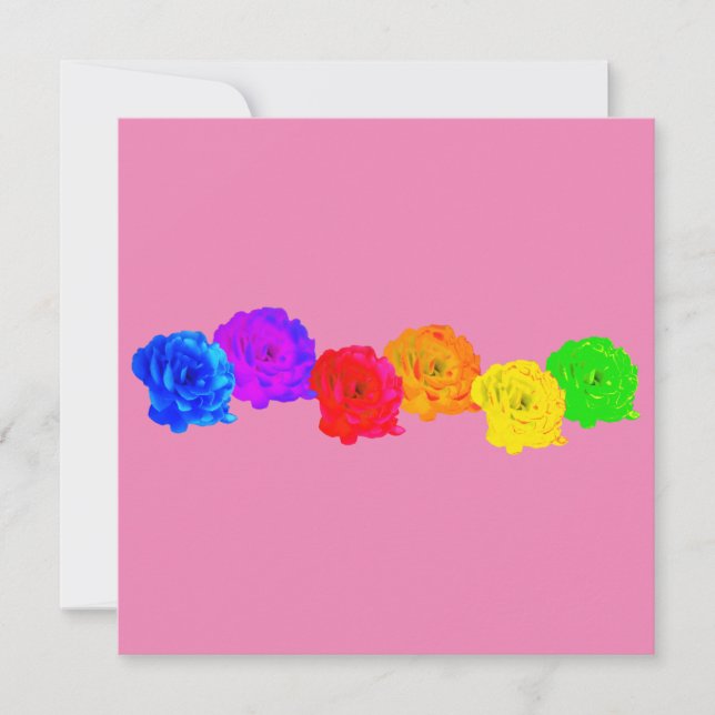 Cartão De Festividades Rosas arco-íris (Frente)