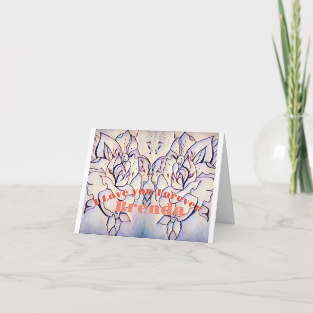 Cartão De Festividades Rosas bonito com Mensagem Romântica (Frente)