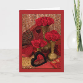 Cartão De Festividades Rosas Bordados I