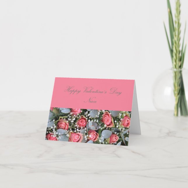 Cartão De Festividades Rosas de Feliz dia de os namorados Niece (Frente)