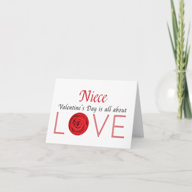 Cartão De Festividades Rosas de Feliz dia de os namorados Niece (Frente)