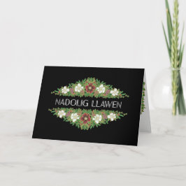 Cartão De Festividades Rosas de Natal, Hellebores, Saudação galesa