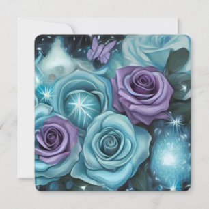 Cartão De Festividades Rosas de Teal e Roxo
