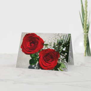 Cartão De Festividades Rosas na frente, dentro Rosa com calendário Person