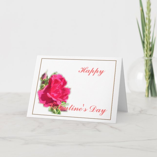 Cartão De Festividades rosas rosa,feliz dia de os namorados (Frente)