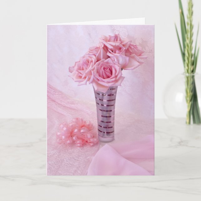 Cartão De Festividades Rosas rosa II (Frente)