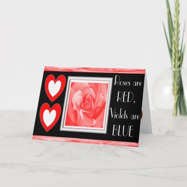 Cartão De Festividades Rosas são VERMELHOS AZUIS... (Frente)