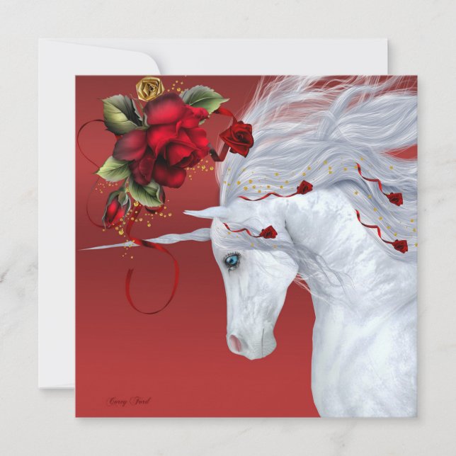 Cartão De Festividades Rosas Unicorn (Frente)