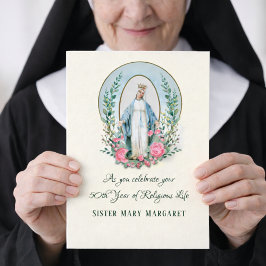 Cartão De Festividades Rosas Virgem Maria Vida Religiosa Freira Católica