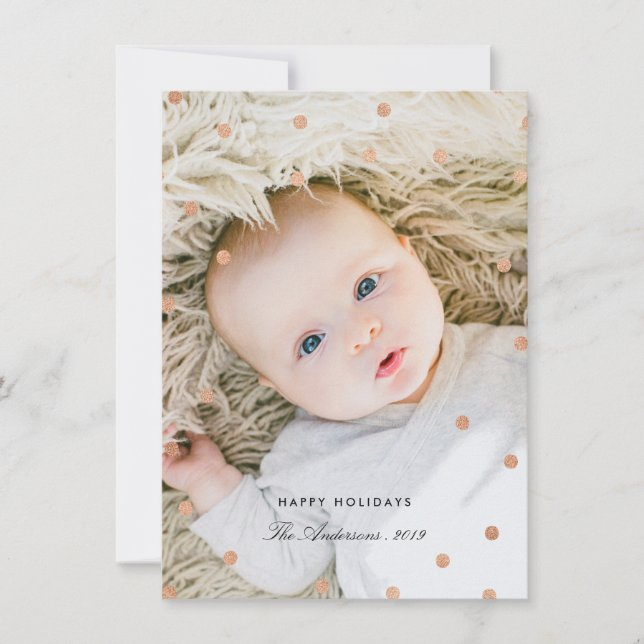 Cartão De Festividades Rose Gold Confetti III (Frente)