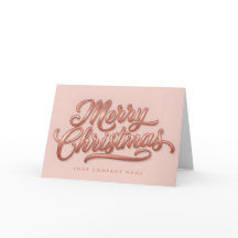 Rose Gold Retro Script Merry Christmas